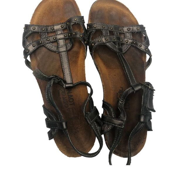 Naot Leather Cork Wedge Strappy Sandals Brown Size 36 / 5 1/2 - Picture 4 of 8